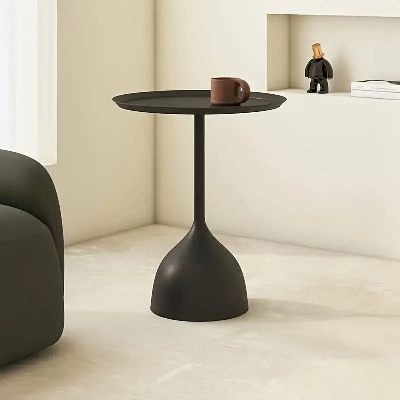 Casual Small Coffee Table for Living Room - Metal Pedestal Base