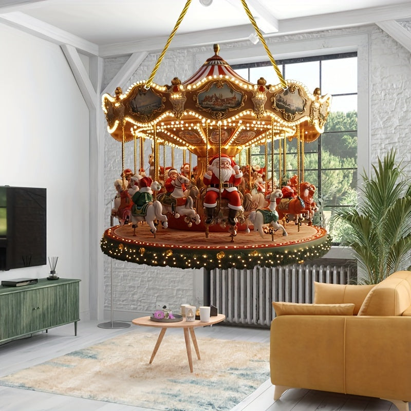 Santa Claus Carousel Acrylic Sun Catcher –  Hanging Decor
