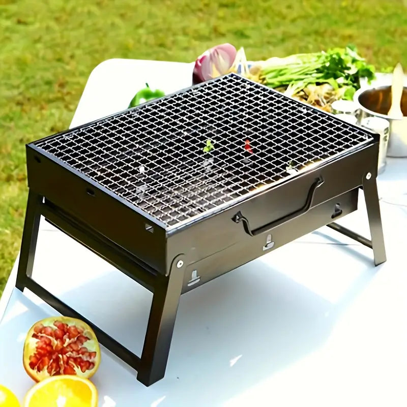 Portable Folding Charcoal BBQ Grill - Stainless Steel Outdoor Camping Stove