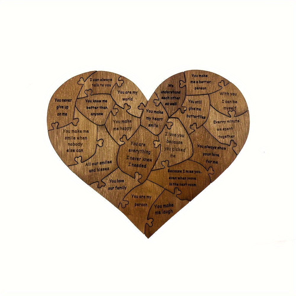 20 Reasons Why I Love You Wooden Heart Puzzle