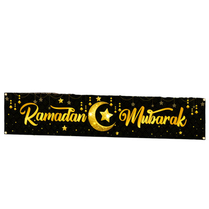 Black Gold Ramadan Kareem Star Moon Banner