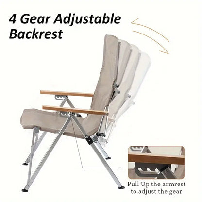 Foldable Outdoor Chair - Khaki, Four Adjustable Positions