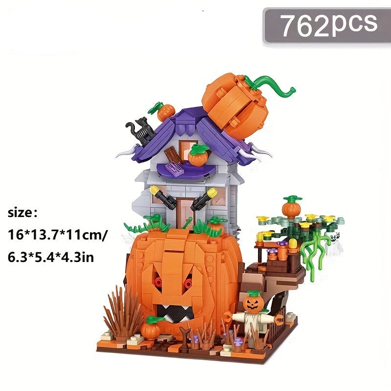 Spooky Pumpkin House Mini Building Brick Toy