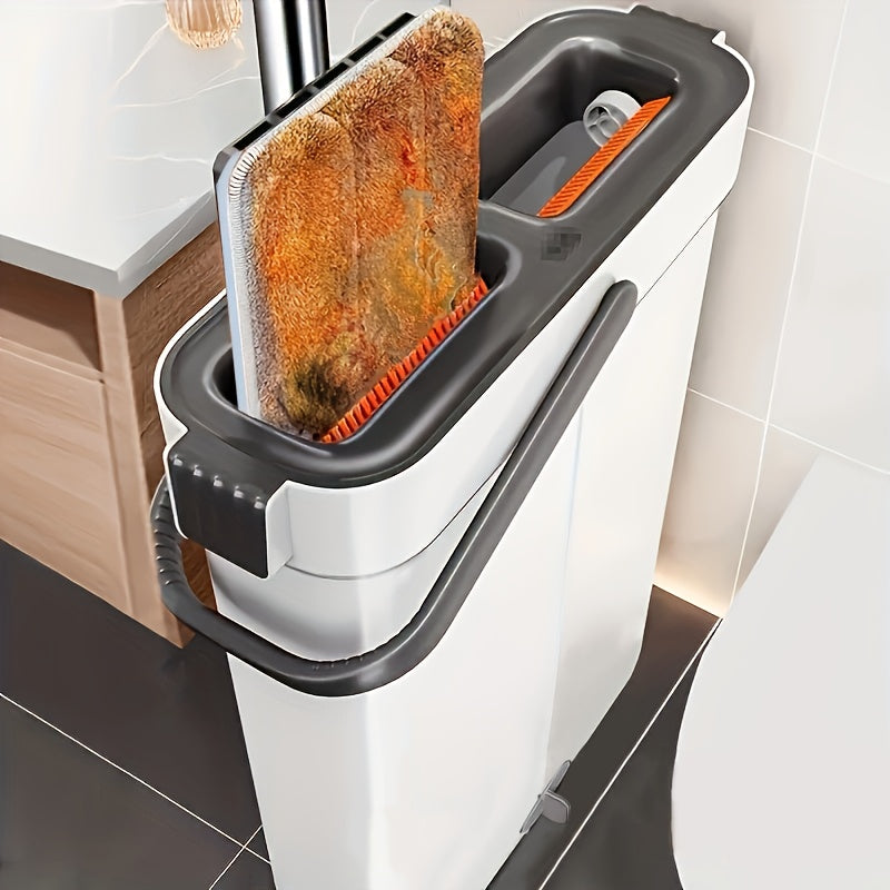 Hands-Free Flat Mop Cleaning Set with Bucket