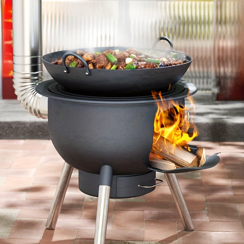Portable Cast Iron Firewood Stove for Outdoor Cooking