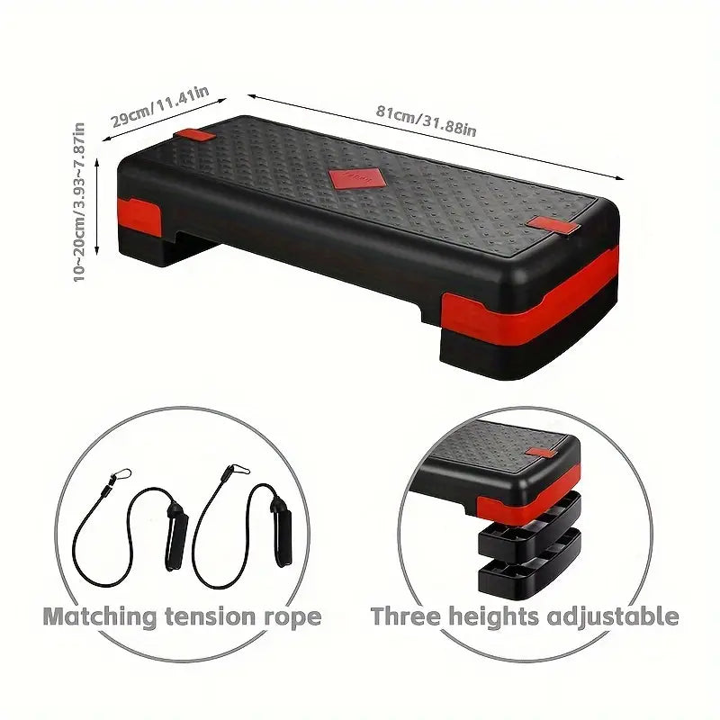 Adjustable Sports Fitness Pedal with Pull Rope - 81cm, Black and Red
