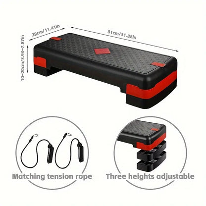 Adjustable Sports Fitness Pedal with Pull Rope - 81cm, Black and Red