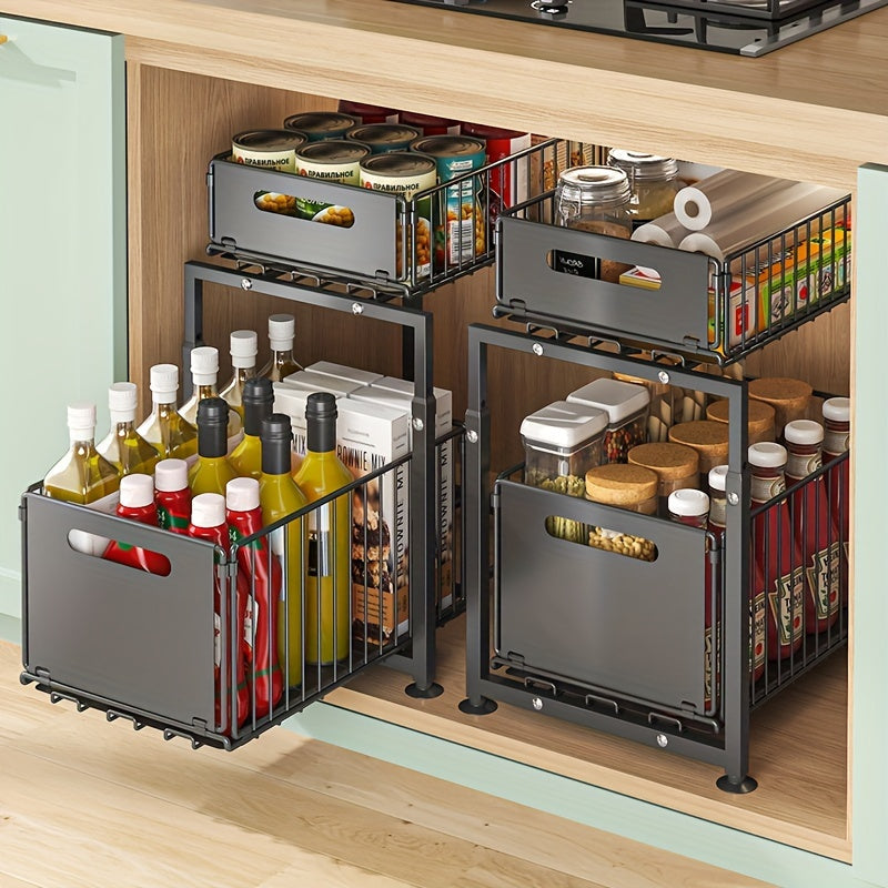 2-Tier Under Sink Storage Rack with Drawers