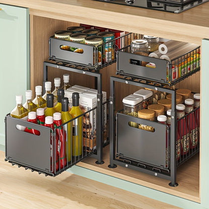 2-Tier Under Sink Storage Rack with Drawers