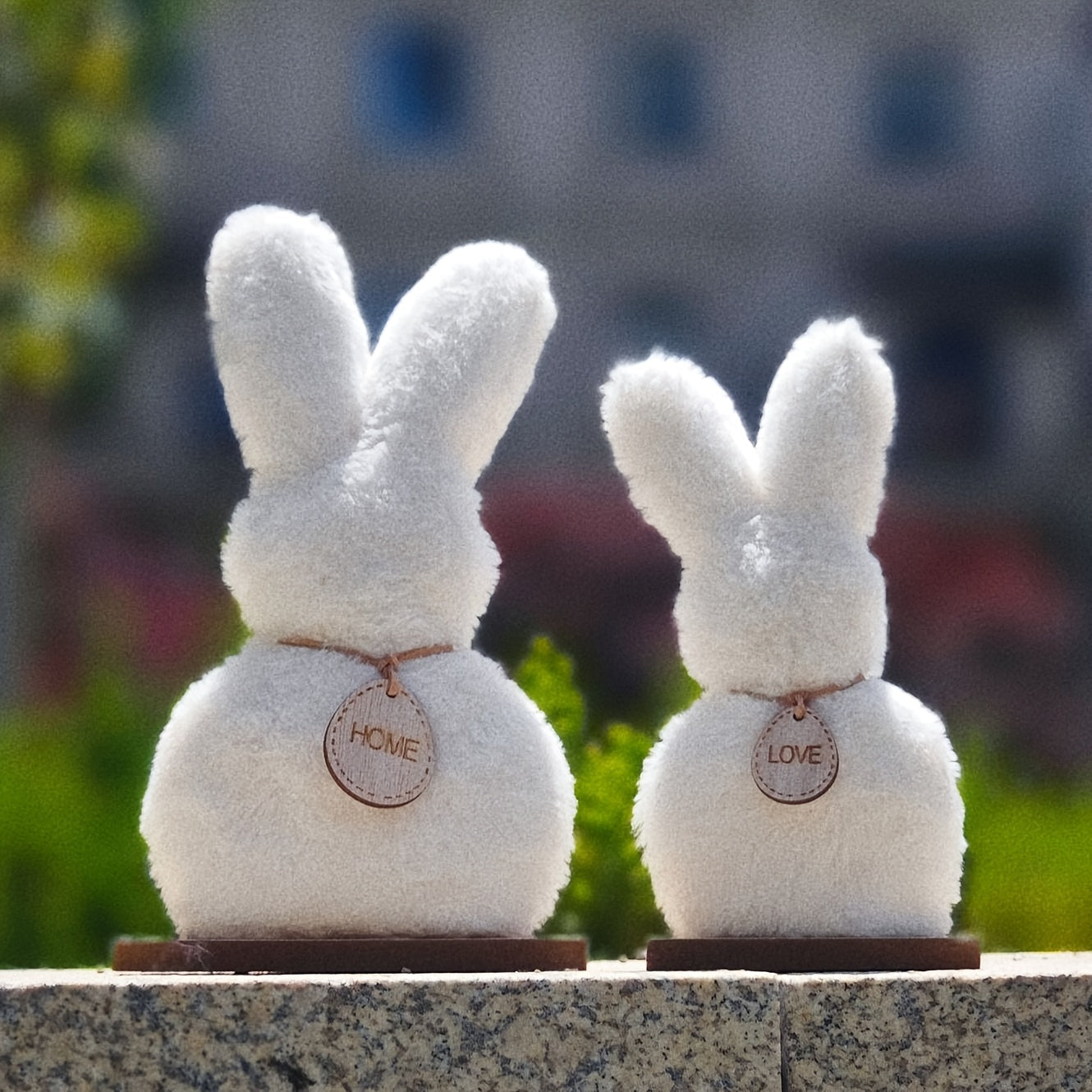 2pcs Fluffy Bunny Easter Decoration Set