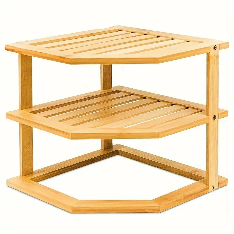 Bamboo Multi-Layer Corner Shelf - Stylish and Space-Saving Kitchen Storage