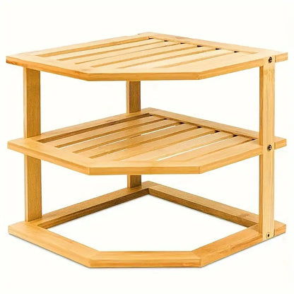 Bamboo Multi-Layer Corner Shelf - Stylish and Space-Saving Kitchen Storage