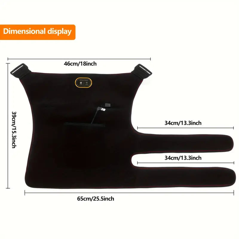 USB-Powered Heated Hip Brace Massager with Vibration(Black)