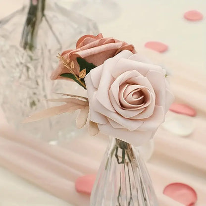 25pcs Real Touch Cinnamon Combination Artificial Rose Flower Arrangement - Warm Taupe & Nude