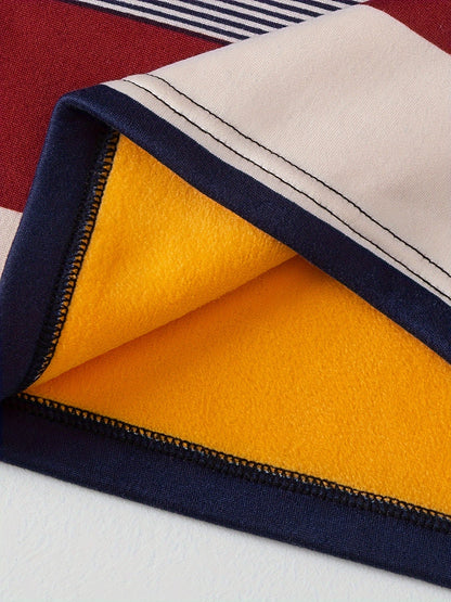 Men's Thermal Striped Skiing Fleece Shirt