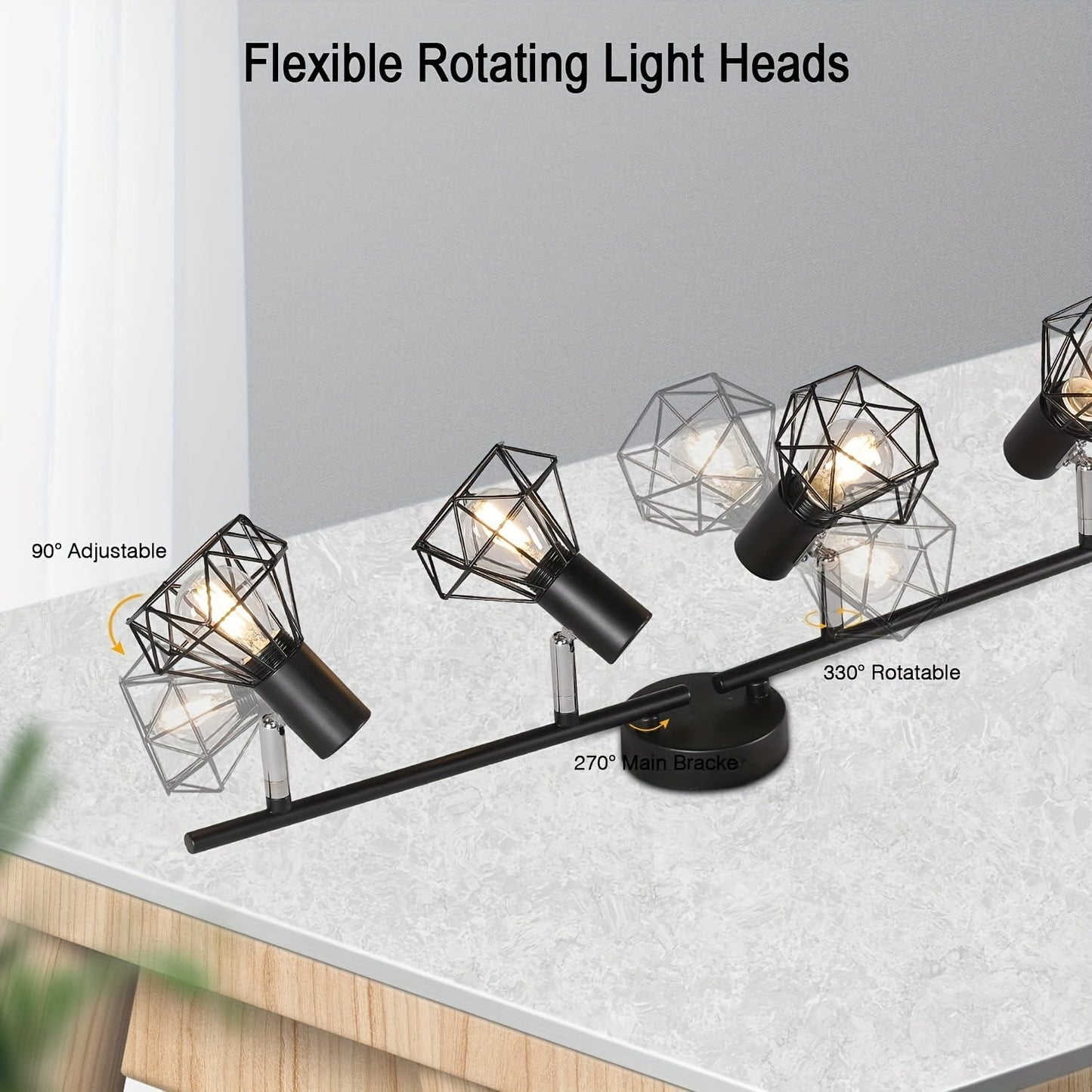 Industrial 4-Light Semi-Flush Ceiling Light