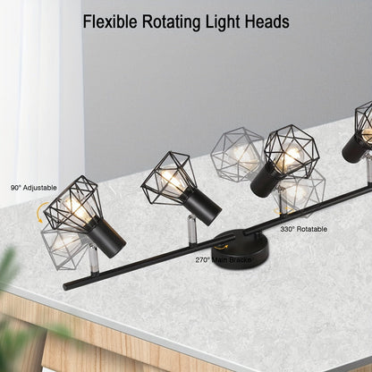 Industrial 4-Light Semi-Flush Ceiling Light