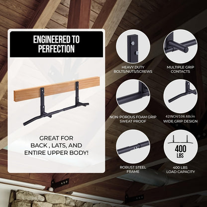 Wall-Mounted Stainless Steel Pull-Up Bar Black