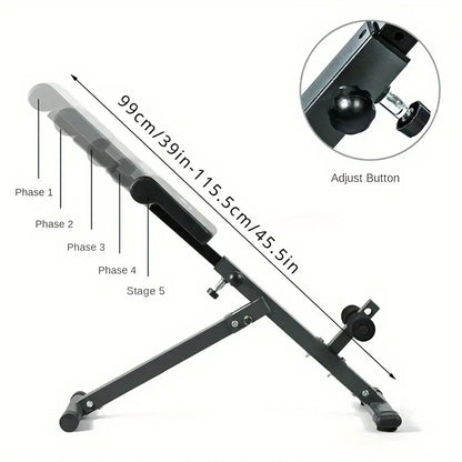 1pc Adjustable Roman Chair - Black, Waist and Abdomen Fitness Stool