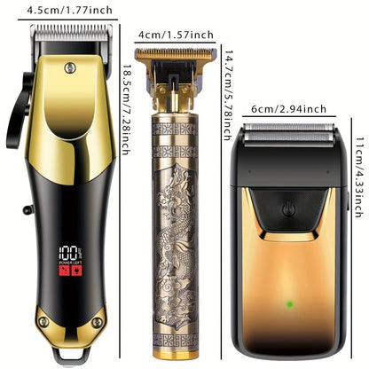 3pcs Men's Electric Hair Clippers Kit