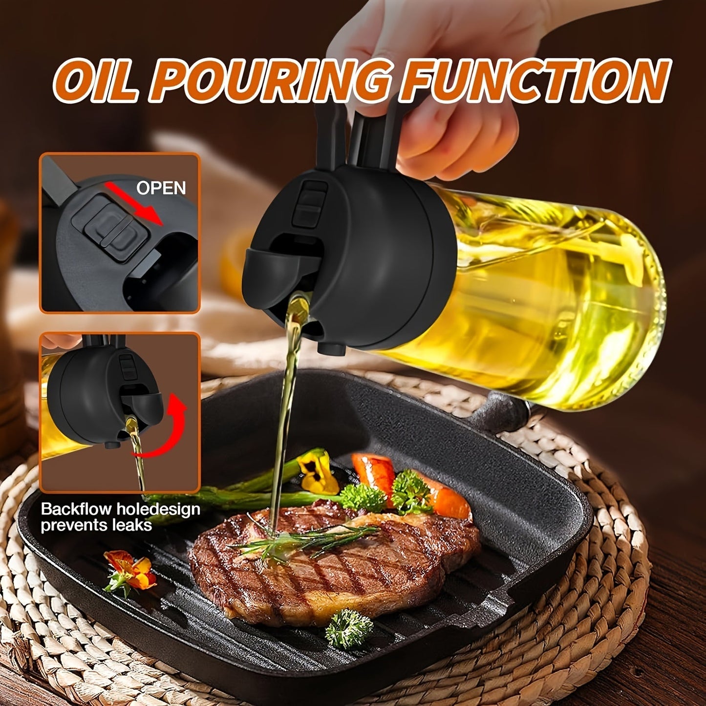 Portable Oil Sprayer & Dispenser for Cooking