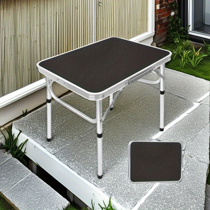 Adjustable Height Folding Table Portable Black