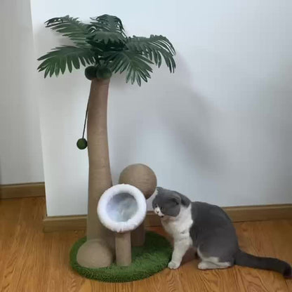 Coconut Tree Cat Scratching Post with Ball Toy