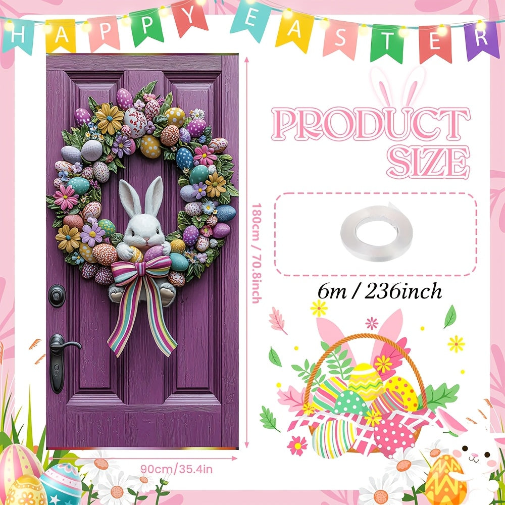 Easter Floral Wreath with Cute Rabbit Accent