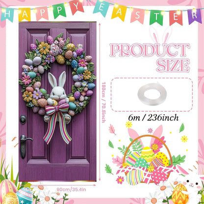 Easter Floral Wreath with Cute Rabbit Accent