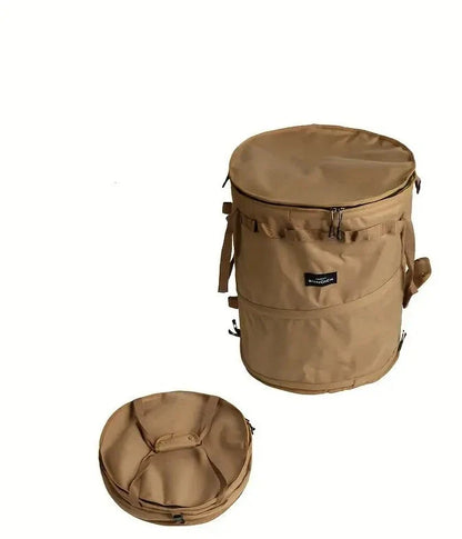 Khaki Portable Collapsible Rubbish Bin: Perfect for Outdoor Adventures