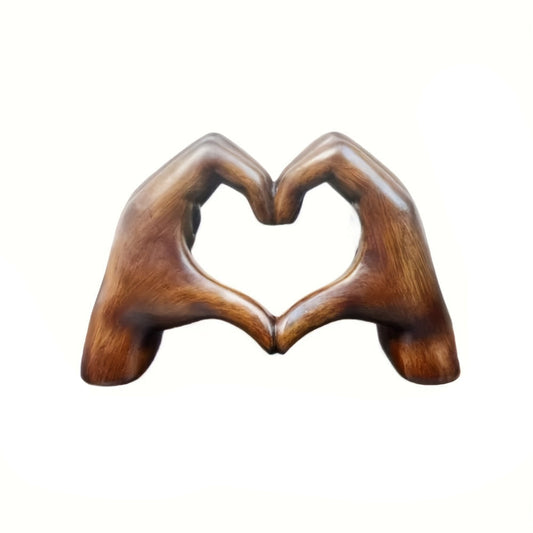 Wooden Resin Heart-Shaped Hand Carved Art Figurine