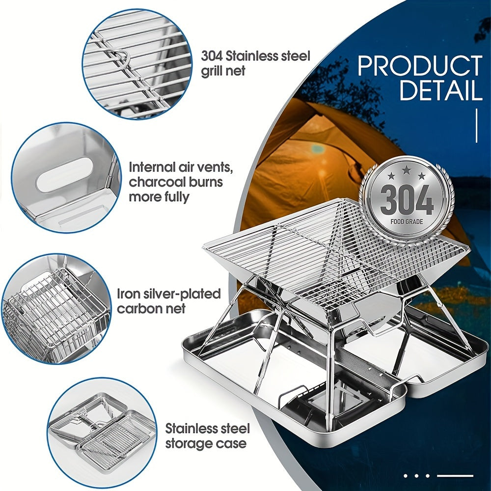 Stainless Steel Folding BBQ Grill Outdoor Cooking