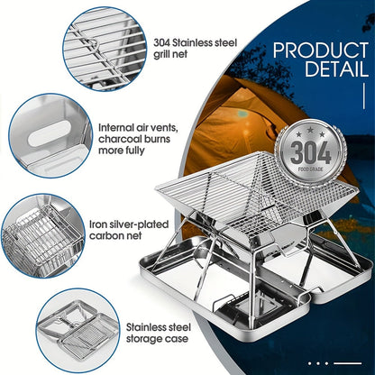 Stainless Steel Folding BBQ Grill Outdoor Cooking