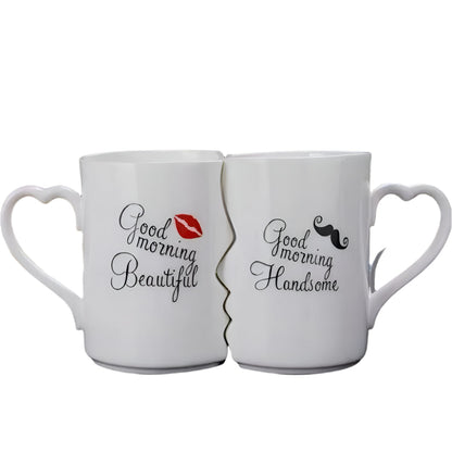 2pcs Kissing Ceramic Couple Mugs