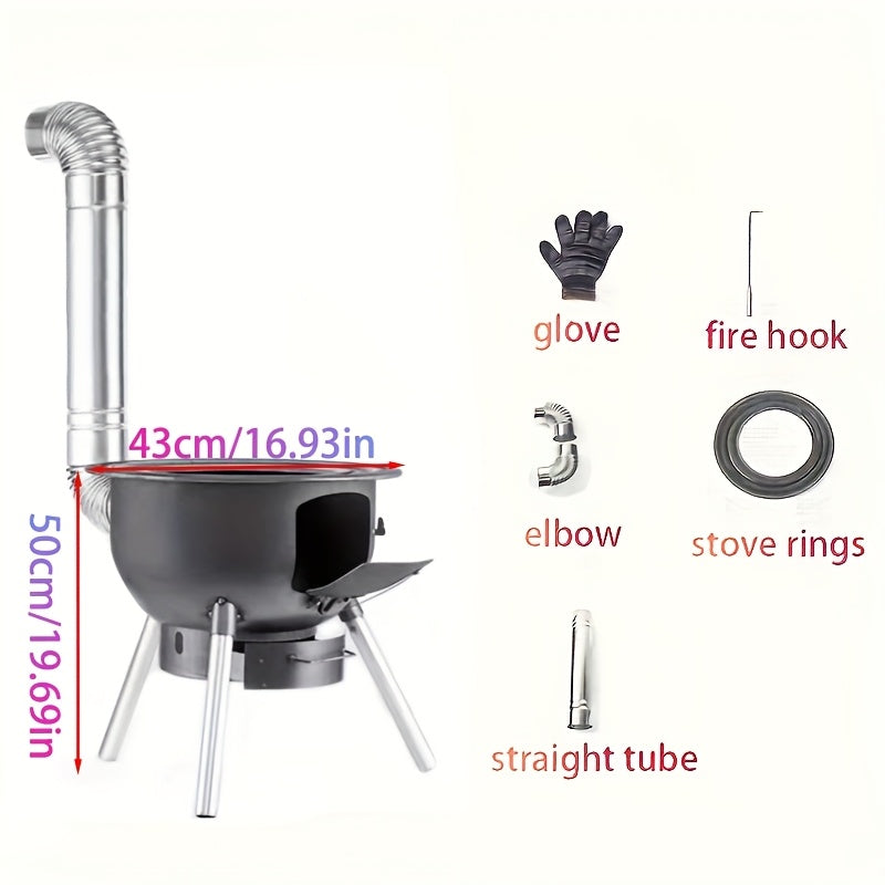 Portable Cast Iron Firewood Stove for Outdoor Cooking