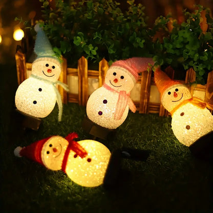 Radiant Solar Snowman Quartet: Festive Ground Plug-in Lights