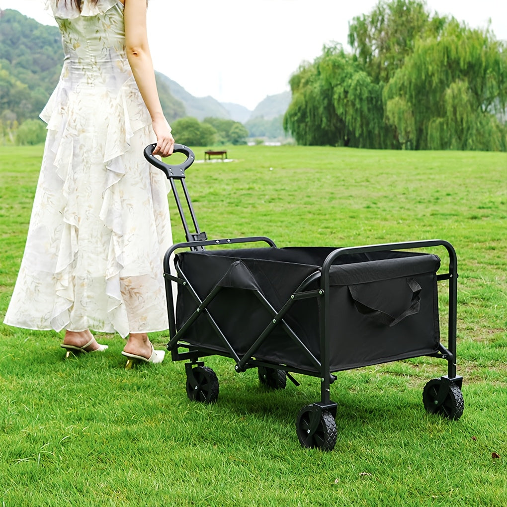 Foldable Utility Wagon with Side Pockets and Brakes