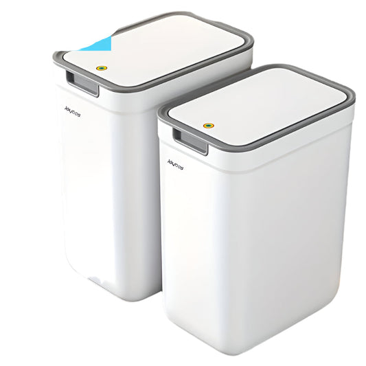 2pcs Sleek White Trash Cans with Odor-Seal Lids