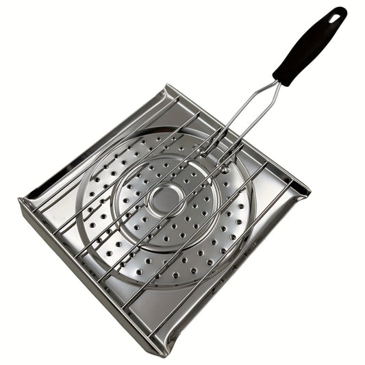 Stainless Steel Stove Top Toaster with Foldable Handle