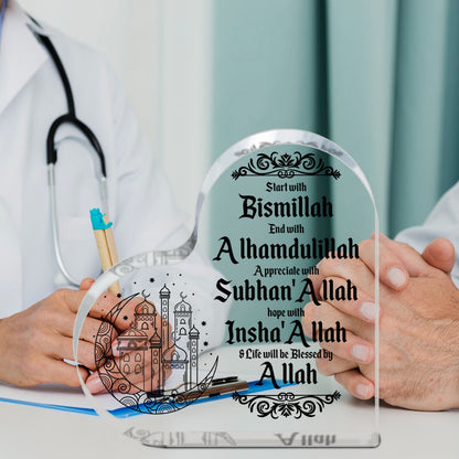 Islamic Acrylic Heart-Shaped Eid Mubarak Ornament