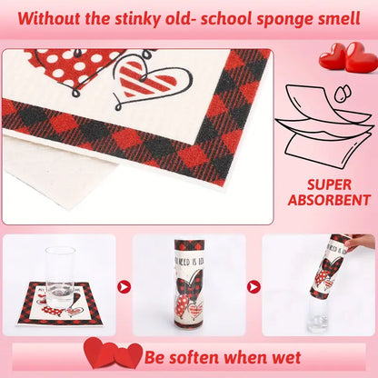 Romantic Red Check Valentines Day Placemats Set of 6