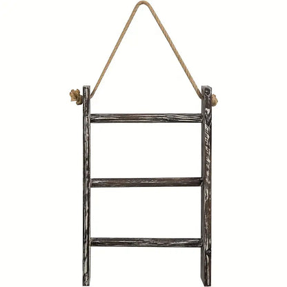 Rustic Wood Wall Hanging Towel Rack with 3 Tiers - Shabby Chic Style