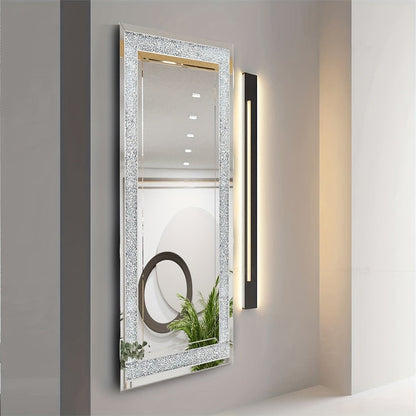 Extra Large Crushed Crystal Silver Vanity Wall Mirror (120cm)