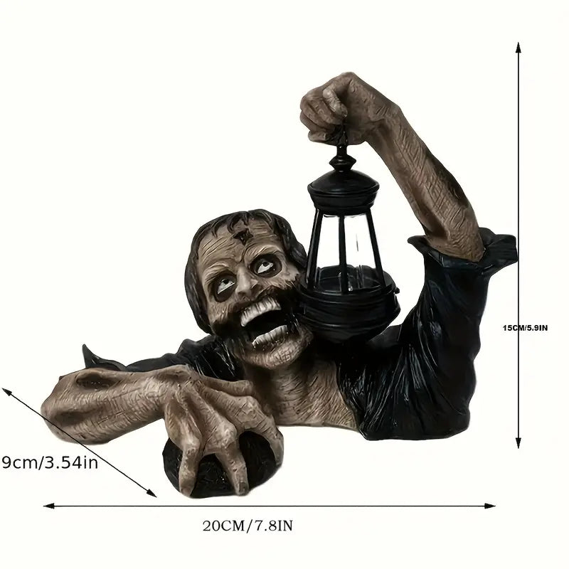 Undead Illumination: Zombie Garden Statue with Lamp