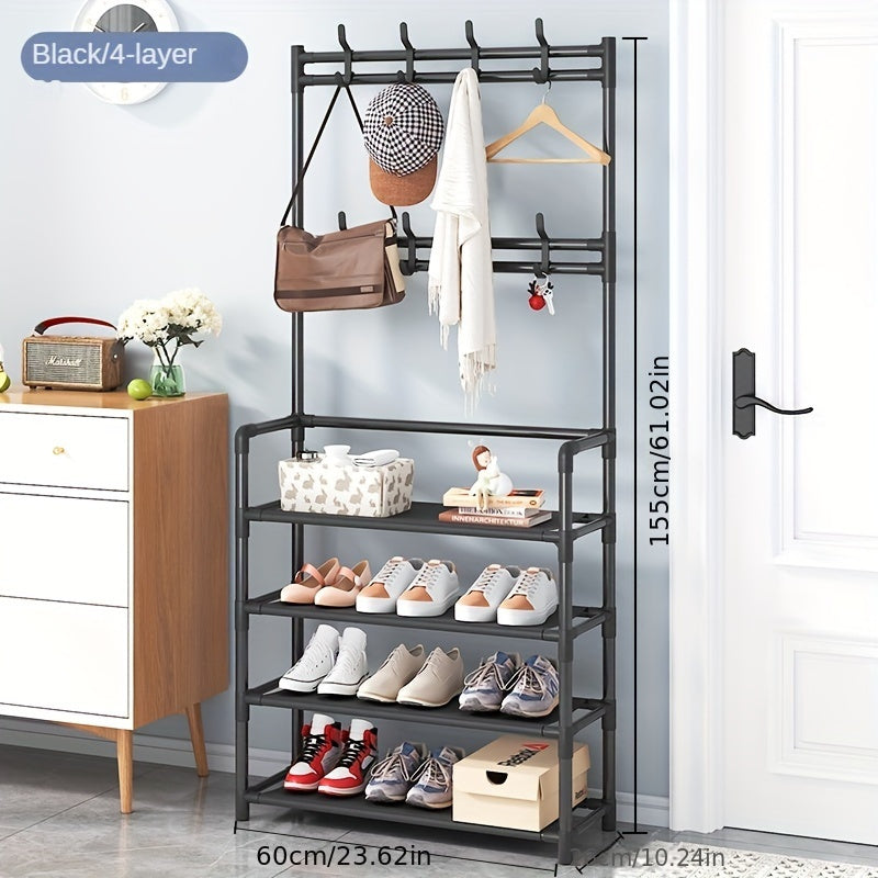 Entryway Coat and Shoe Rack with Hooks (1PC)