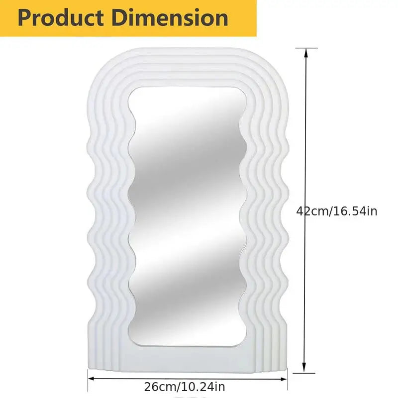 Aesthetic Wall Mounted Mirror With Wave Pattern Frame