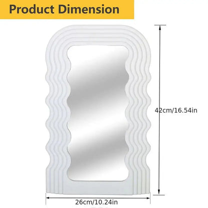 Aesthetic Wall Mounted Mirror With Wave Pattern Frame