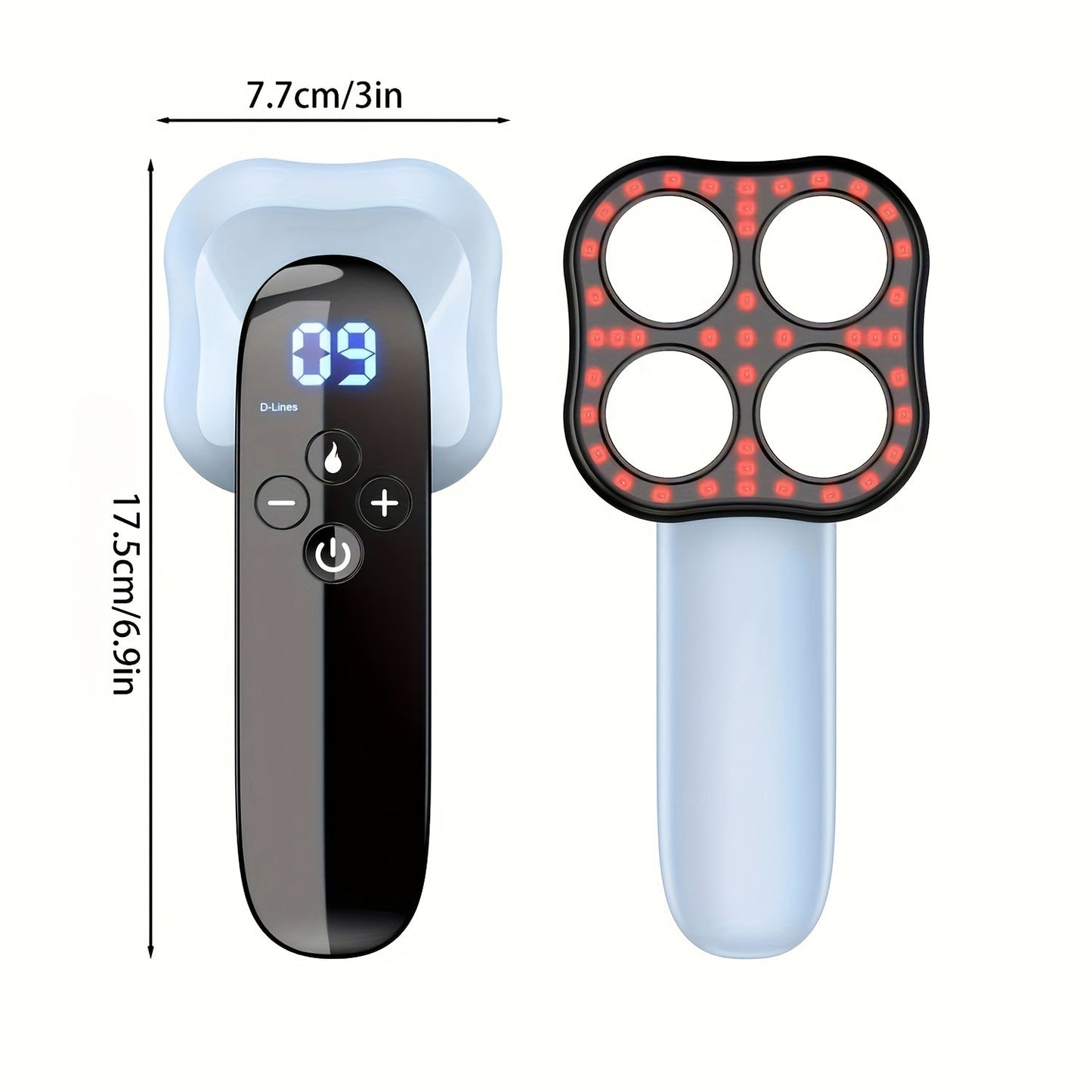 Rechargeable Handheld Massager with 4-Point Head(Blue)
