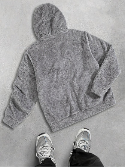 Men's Plush Hooded Zip Cardigan