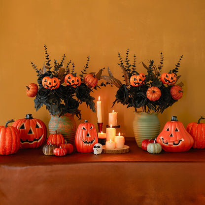 Halloween Pumpkin Feather Picks Decoration (5pcs)